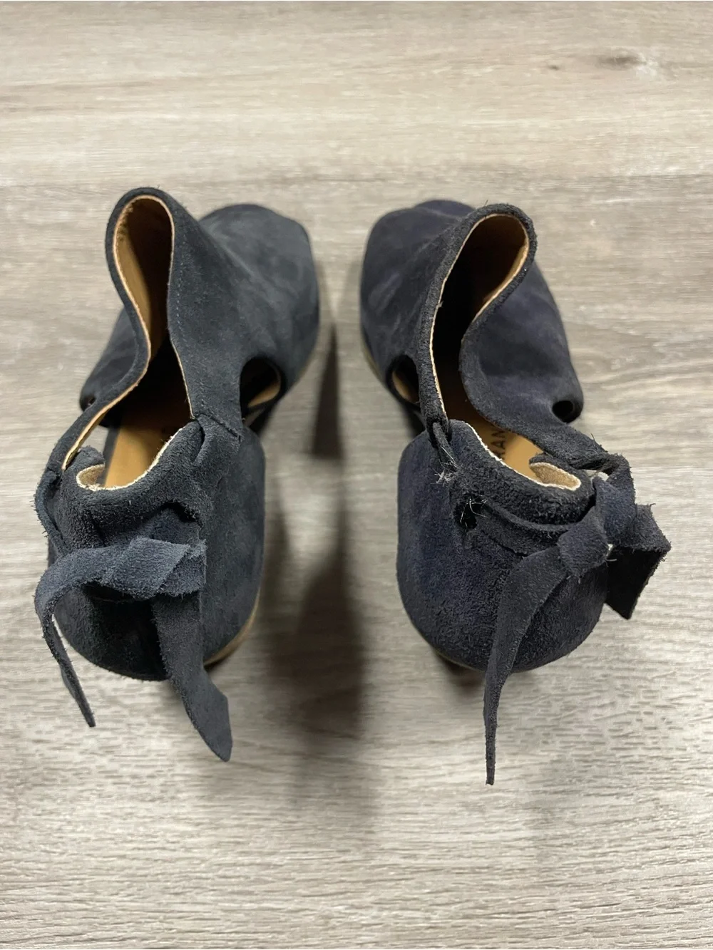 Lucky Brand Blue Suede Peep Toe Ankle Booties 8M Wrap Strap Heels LP-BETSEE